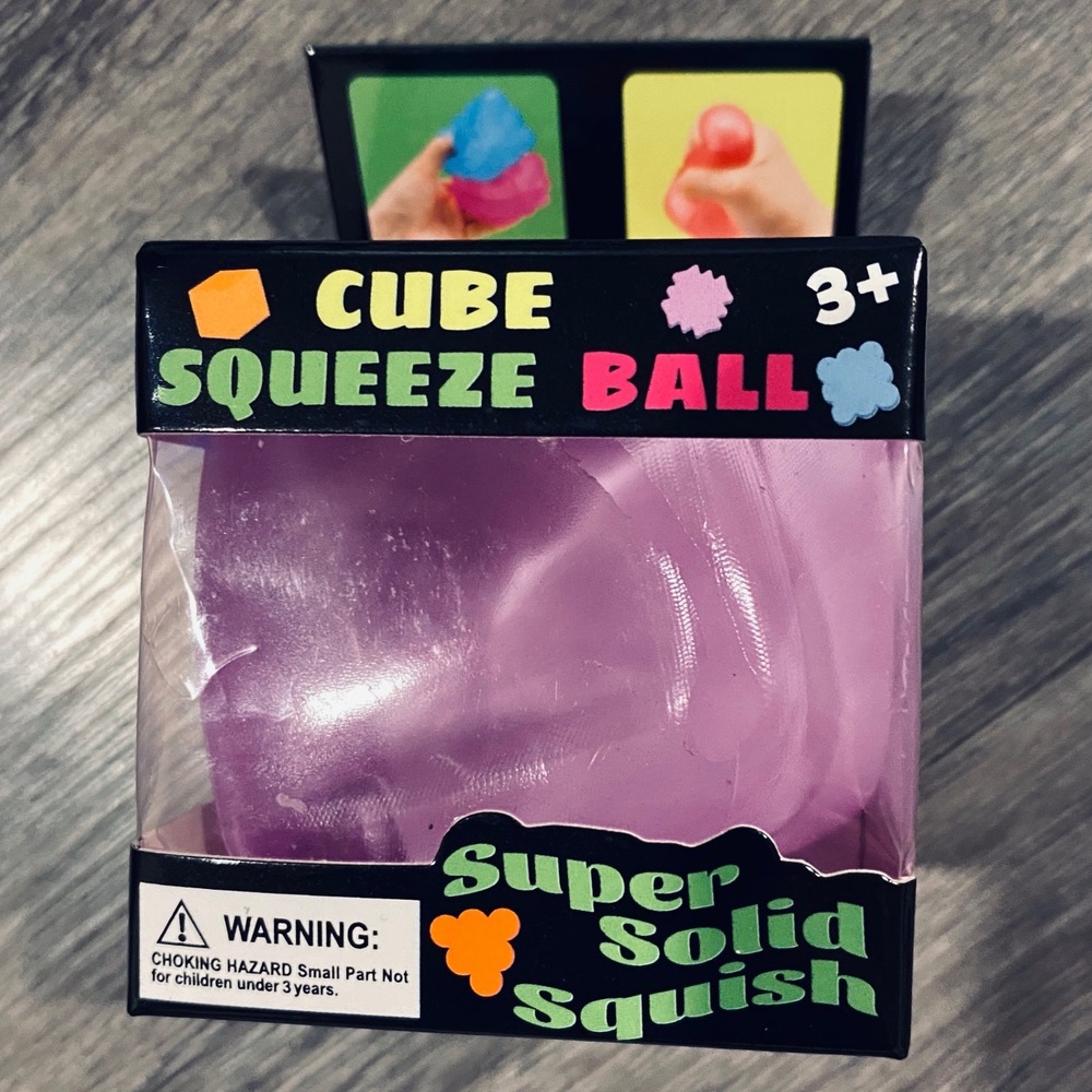 Purple Cube Squeeze Ball Super Solid Squish Sensory Fidget Stress Toy 2.5 Inch